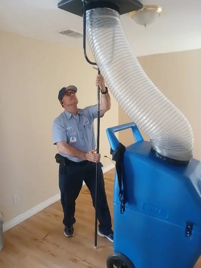 Mini Split Installation technician using HEPA equipment in Powdersville
